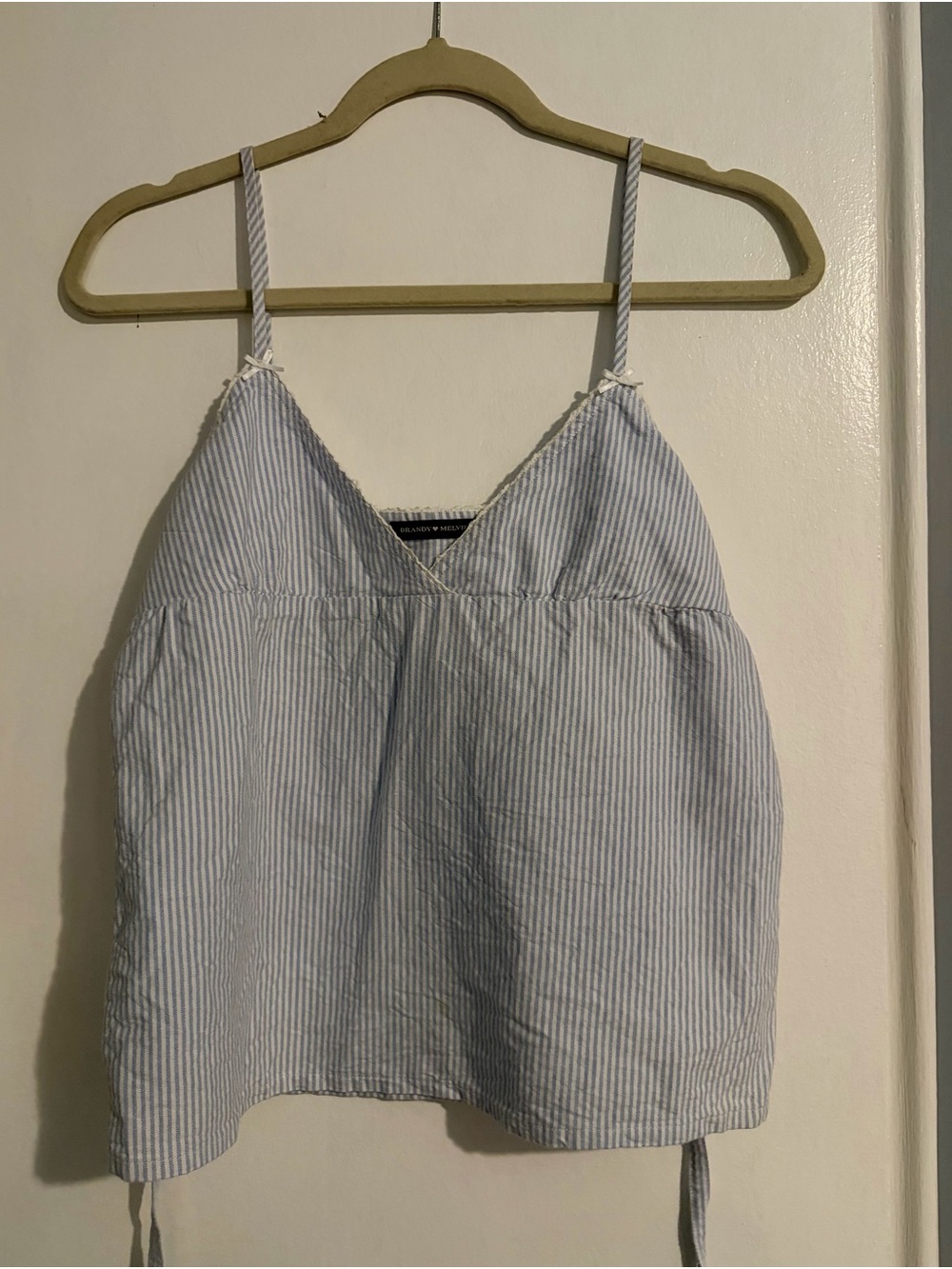 Brandy Melville Light Blue & White Striped Spaghetti Strap Tank